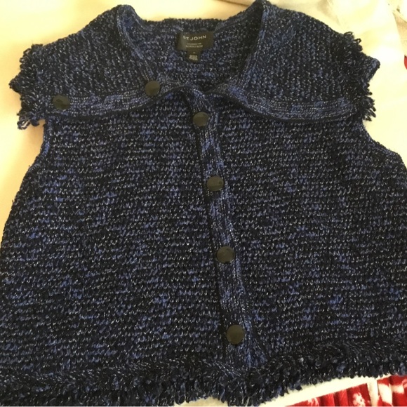 St. John Navy Blue/Black Button Down Vest - Picture 11 of 11
